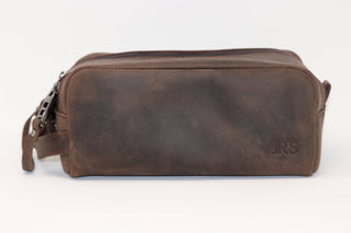 Personalized Leather Dopp Kit & Toiletry Bag, Customized Groomsmen Gift, Monogrammed Mens Toiletry Bag, Double Zippered Luxury Travel Bag-Luxe Range Leather-Dark Brown-No Personalization-The Twisted Chandelier
