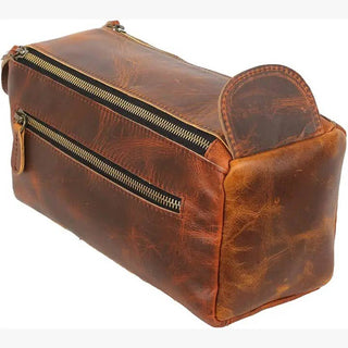 Handmade Vintage Leather Toiletry Bag – Dark Brown-Bag-Immart Global LLC-Brandable,Men's-The Twisted Chandelier