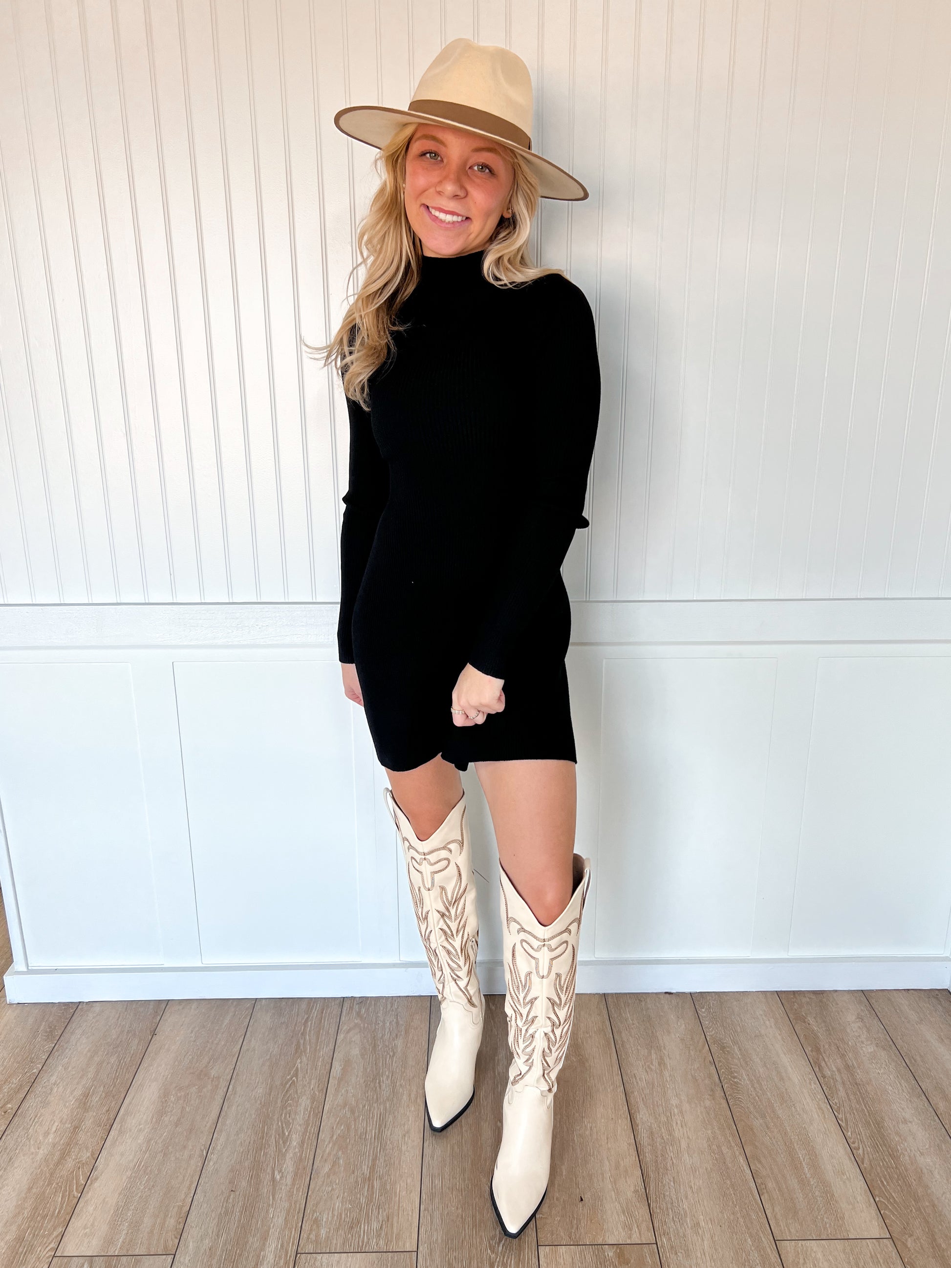 Christina Mock Neck Long Sleeve Fit and Flare Mini Dress-Klesis-DJR,FD 12/22/25-The Twisted Chandelier