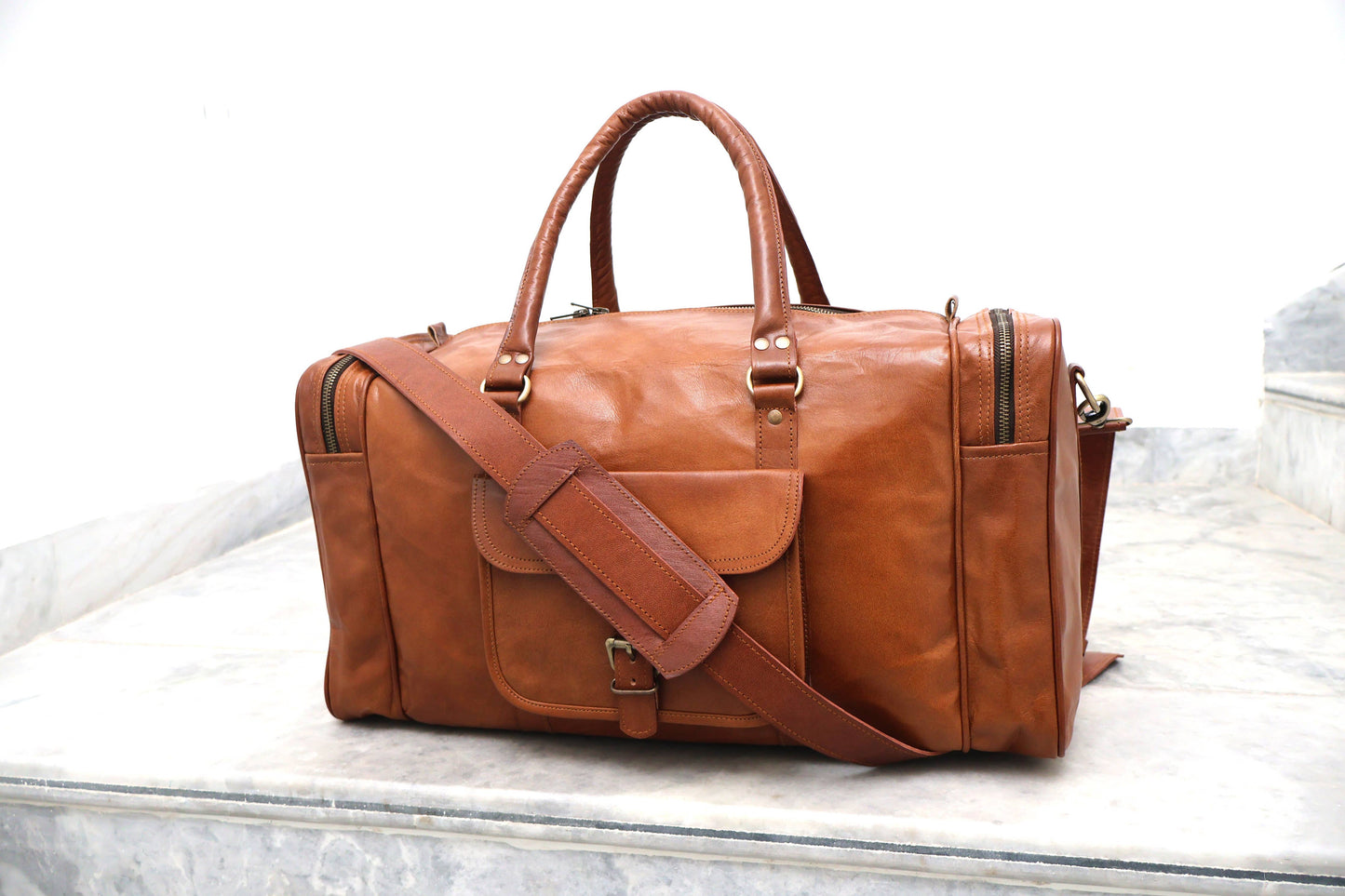 Genuine Leather Duffle Bag Weekender Overnight Gym Bag-Billion Brothers-Men's-The Twisted Chandelier