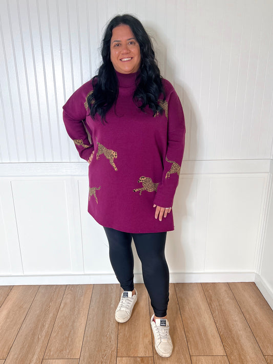 Annie Cheetah Print Mock Neck long Sleeve Sweater Top - Plus-Sweater-Entro-Max Retail,not on the floor only in totes,Tops Collection,Winter Tote T1-The Twisted Chandelier