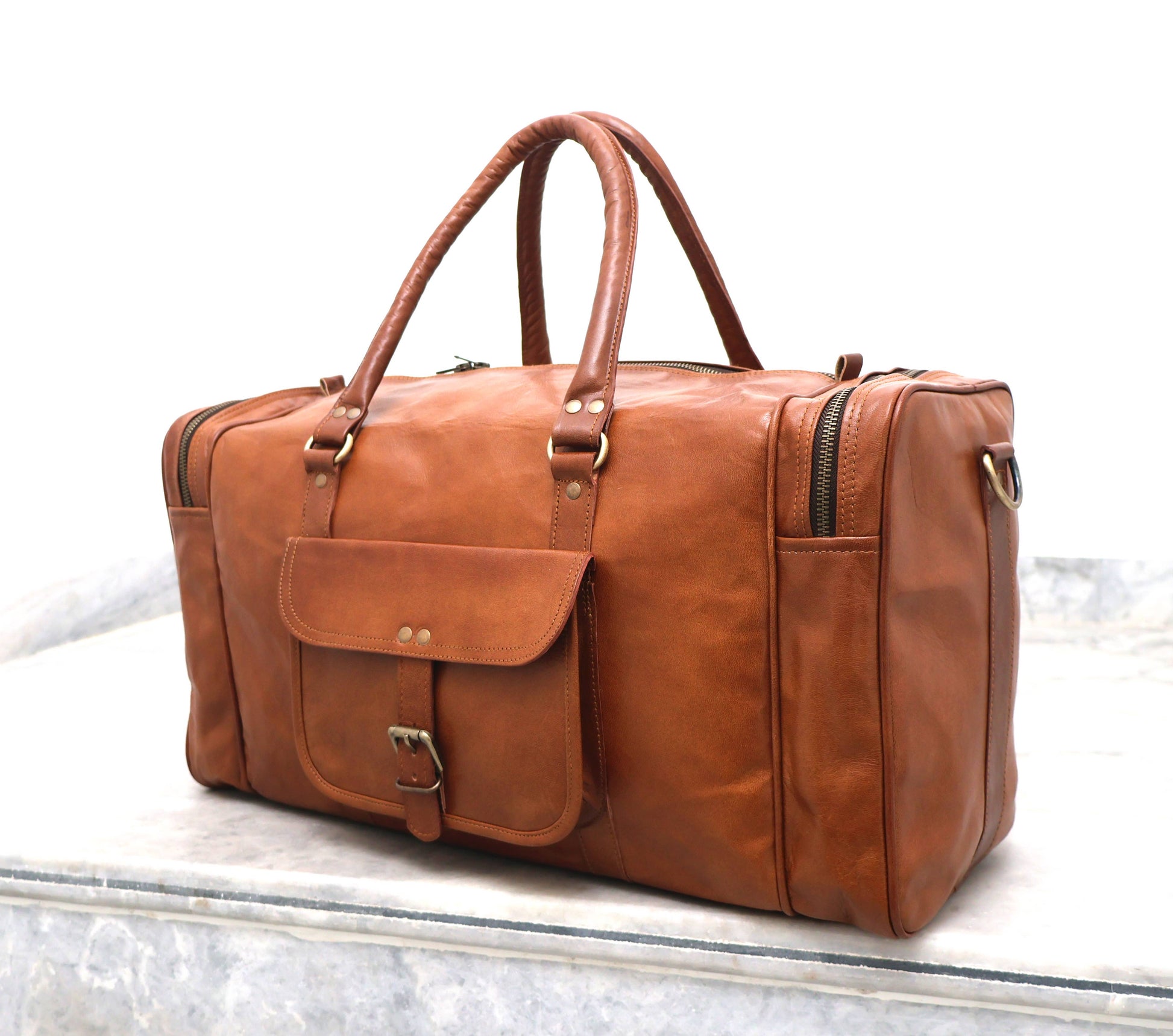 Genuine Leather Duffle Bag Weekender Overnight Gym Bag-Billion Brothers-Men's-The Twisted Chandelier