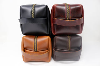 Personalized Leather Dopp Kit & Toiletry Bag, Customized Groomsmen Gift Toiletry Bag, Monogrammed Mens Toiletry Bag, Gift for Him-Luxe Range Leather-The Twisted Chandelier