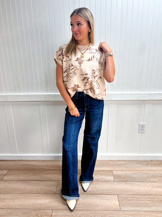 Maisie Printed Short Sleeve Sweater Top-Top-ENTRO-Fall Favorites,NewArrival,Tops Collection-The Twisted Chandelier