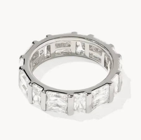 Kendra Scott Jamie Band Ring Silver White Cz 8-Kendra Scott-R1319RHD-The Twisted Chandelier