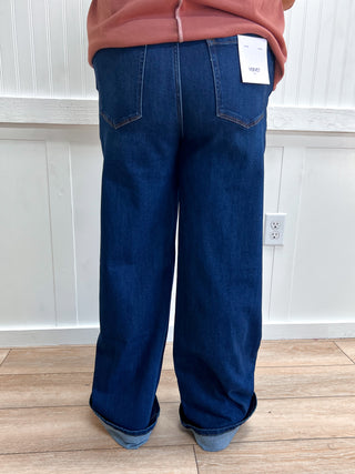 Daphne Super High Rise Full Length Dark Wash Wide Leg Jeans