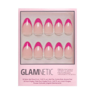 Raspberry Sorbet Press-On Nails | French Tip | Short Almond-Glamnetic-The Twisted Chandelier