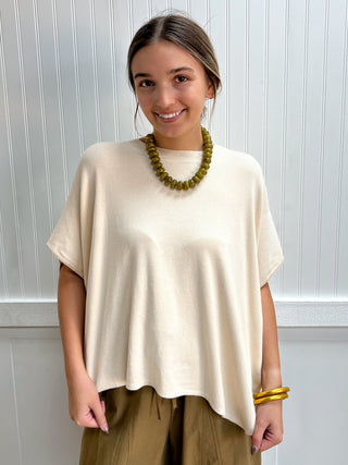 Emery Solid Short Poncho Sleeve Sweater Top-Top-ENTRO-FD 10/06/26,NewArrival,Tops Collection-The Twisted Chandelier