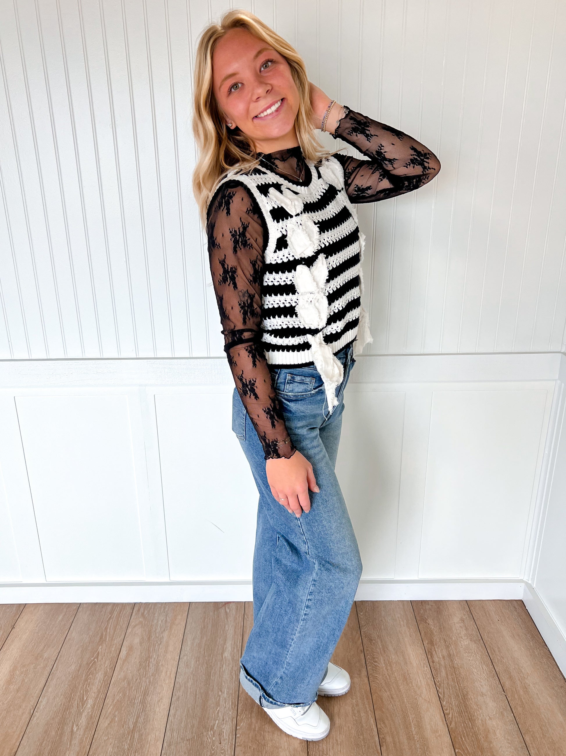 Hattie Frayed Twill with Lace Strap Thru & Bow Tie-Peach Love California-Bin B5,FD 08/12/25,Tops Collection-The Twisted Chandelier