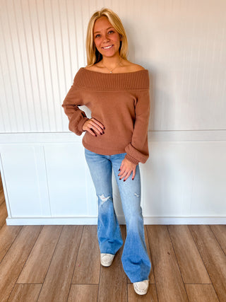 Mayci Ribbed Fold Over Off The Shoulder Knitted Sweater-Vine & Love-02/10/26,03/02/26,1/16/26,Double mystery bags,OGP 64.99,Winter bin-The Twisted Chandelier
