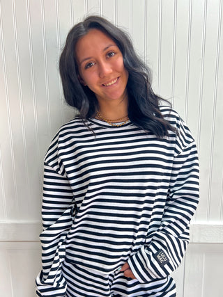Lulu Mac Berkley Stripe Long Sleeve Top - Black-Outfit Sets-Girlie Girl Originals-FD 09/16/26,NewArrival,Tops Collection-The Twisted Chandelier
