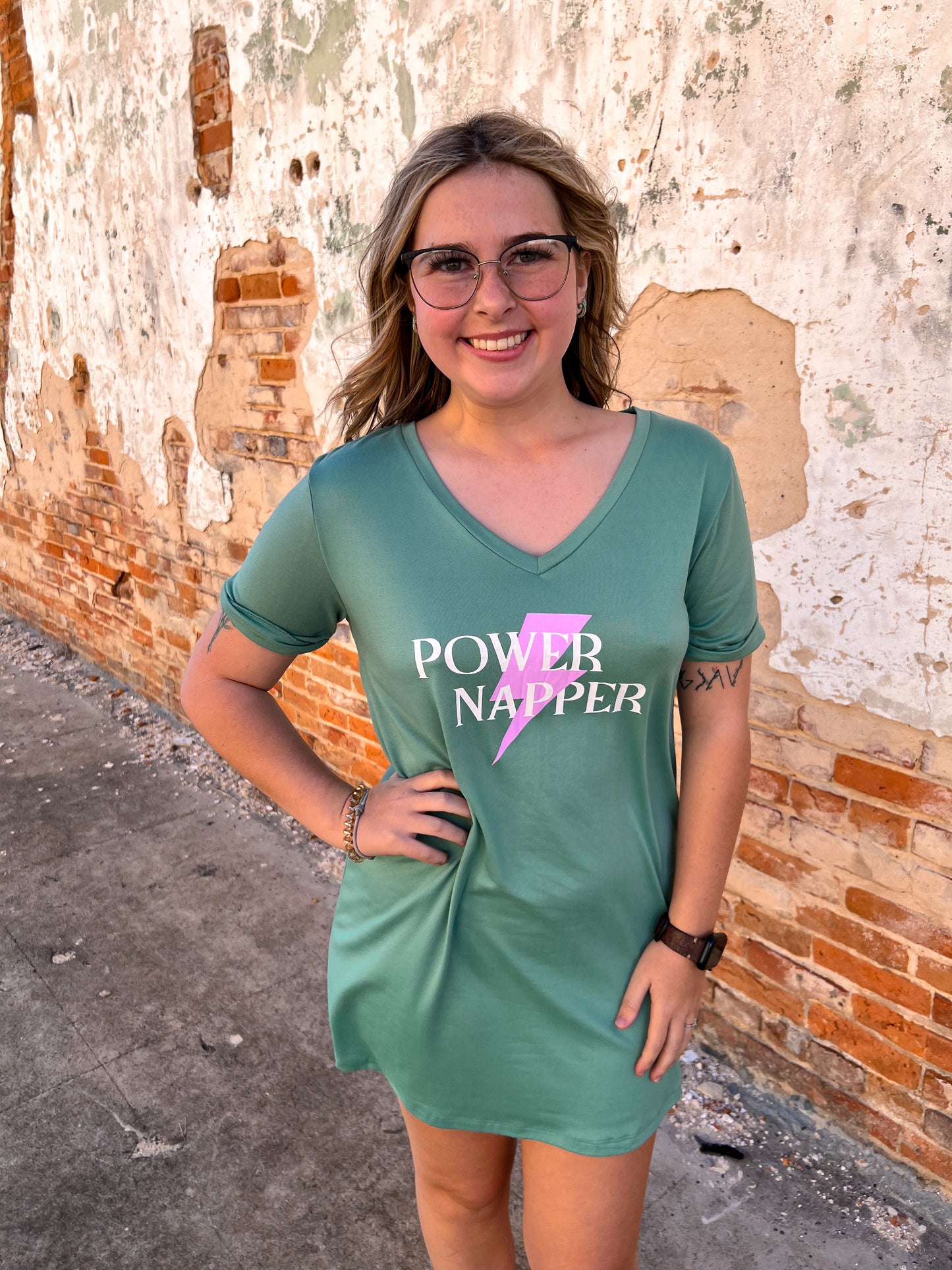 Hello Mello Power Nap Sleep Shirt-Loungewear-HELLO MELLO-05/15/24, 1st md, FEB2022-The Twisted Chandelier