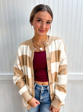 Willa Oversized Stripe Button Front Sweater Cardigan-Top-Sewn and Seen-Fall Favorites,FD 09/29/26,NewArrival,Tops Collection-The Twisted Chandelier