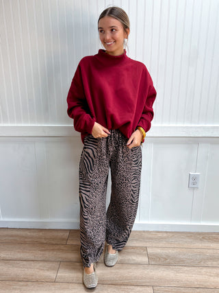 Sylvie Mixed Zebra & Cheetah Barrel Pants-Pants-Mittoshop-bottoms,Fall Favorites,FD 10/09/26,NewArrival-The Twisted Chandelier