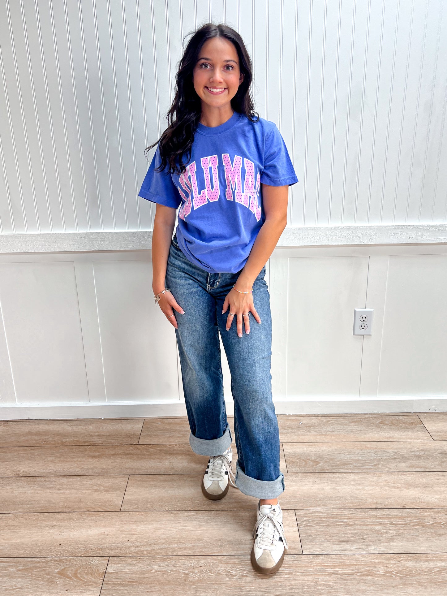 Daisy Polka Dot Blue Comfort Colors Tee-Shirts & Tops-Girlie Girl Originals-FD 04/03/26,LM-PD-1001,Tops Collection-The Twisted Chandelier