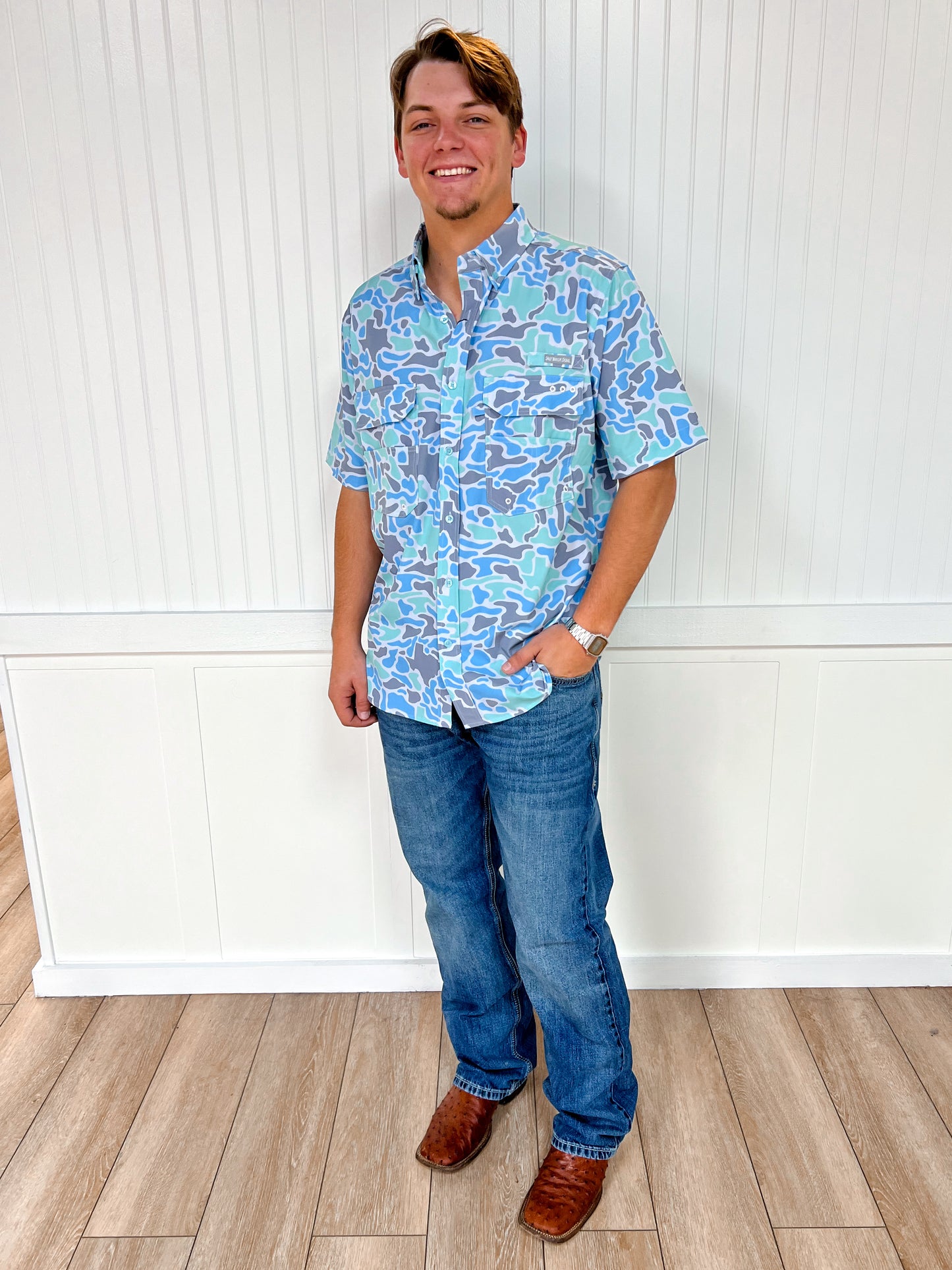 Men's Texas Coastal Camo Fishing Shirt-SALT WATER SOUL-FD 01/23/26-The Twisted Chandelier