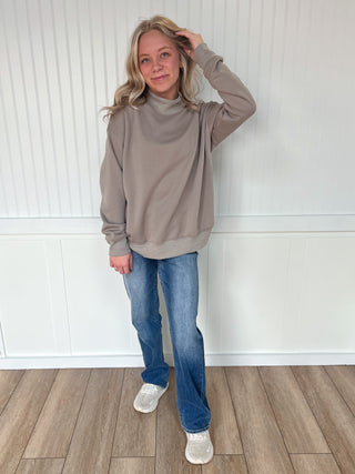 Sloane Oversized Mock Neck Top Sweatshirt-Shirts & Tops-EmberLoom-03/02/26,Double mystery bags,FD 01/20/26,Tops Collection,Winter bin-The Twisted Chandelier