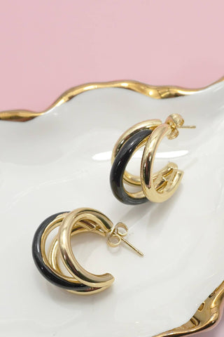 18K Stainless Steel Tarnish Free Enamel Hoop-Earrings-JOSSLYN by wall to wall-40E510-The Twisted Chandelier