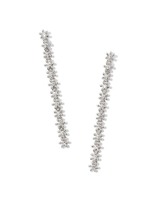 Kendra Scott Nydia Linear Earrings Silver White Crystal-Earrings-Kendra Scott-E00518RHD, FD 07/05/34-The Twisted Chandelier