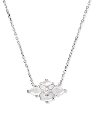 Kendra Scott Abbie Crystal Short Pendant Necklace Silver Neutral Mix-Kendra Scott-N01339RHD-The Twisted Chandelier