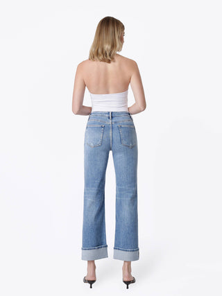 Darcy High Rise Distressed Cuffed Slim Wide Jeans-Pants-FLYING MONKEY-bottoms,F9205-The Twisted Chandelier