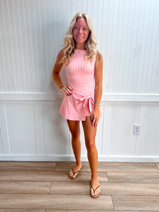 Millie Gingham Print Sleeveless Wrap Tie Front Dress-Dress-KIMBERLY C-DJR,FD 06/23/26-The Twisted Chandelier