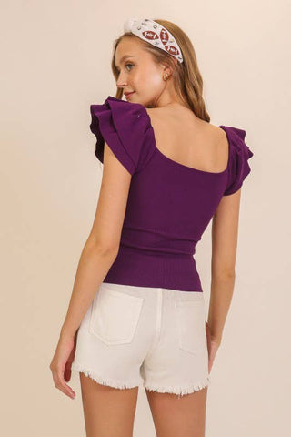 Elise Ruffle Cap Sleeve Sweater Top-Top-TIMING-Tops Collection-The Twisted Chandelier