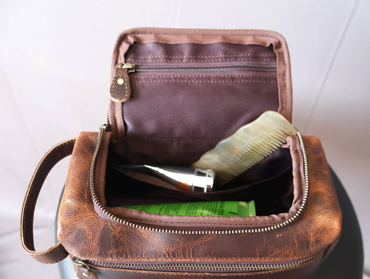 Leather Toiletry Travel Kit Shaving Bag-Billion Brothers-Men's-The Twisted Chandelier
