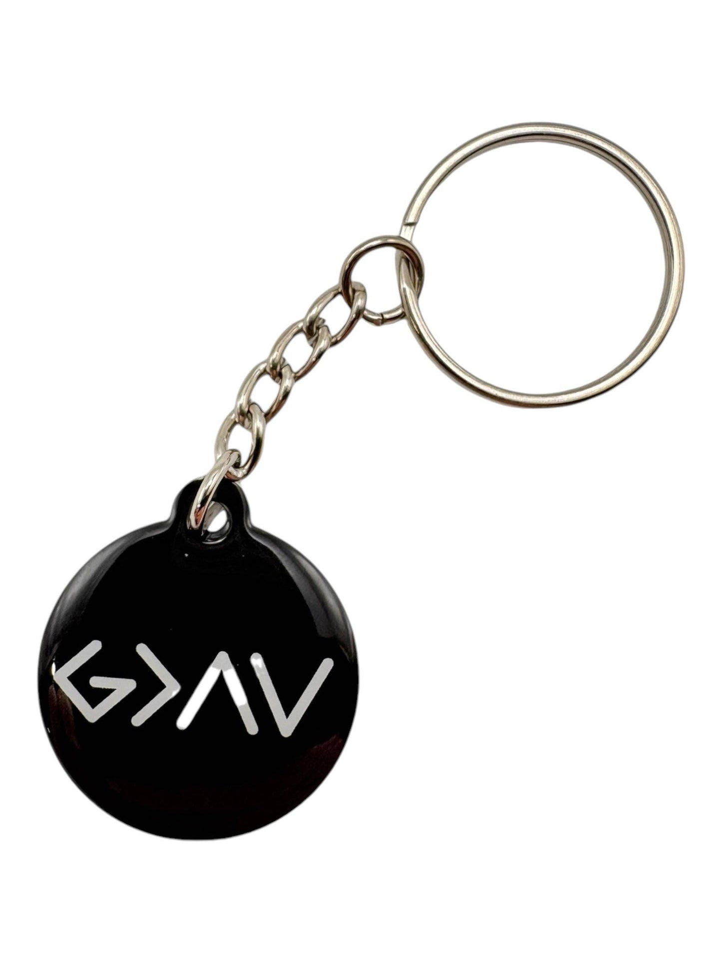 Tap To Pray™ - Prayer Tag Keychains-Versible-Black + God Is Greater-The Twisted Chandelier