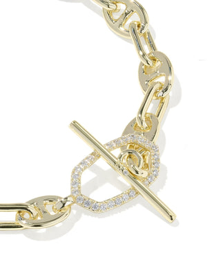 Kendra Scott Elaina Toggle Link And Chain Bracelet Gold White Cz-Bracelet-Kendra Scott-B00474GLD-The Twisted Chandelier