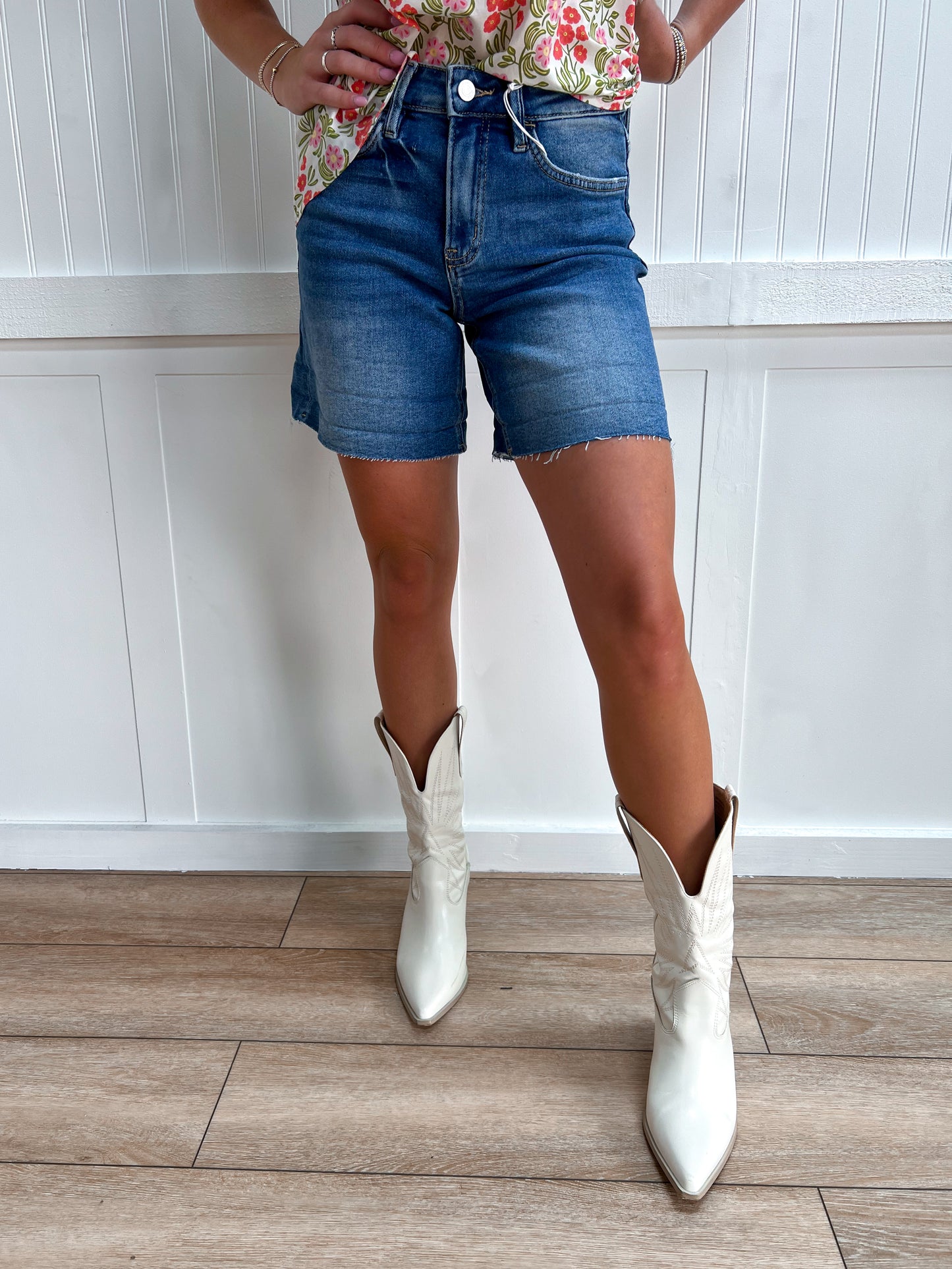 Winnie High Rise Double Cuffed Denim Shorts-Denim Shorts-Lovervet by VERVET-bottoms,LV1833-The Twisted Chandelier