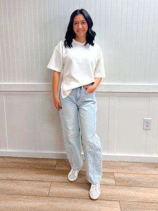 Nora Short Sleeve Round Neck Oversized Soft Modal Scuba Knit Top-Shirts & Tops-Active Basic | Active USA-FD 02/03/26,Tops Collection-The Twisted Chandelier