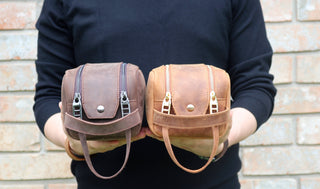 Personalized Leather Dopp Kit & Toiletry Bag, Customized Groomsmen Gift, Monogrammed Mens Toiletry Bag, Double Zippered Luxury Travel Bag-Luxe Range Leather-The Twisted Chandelier