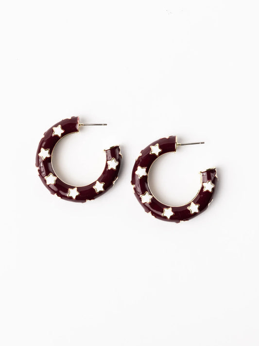 Michelle McDowell Justine Earrings - Gameday Maroon & White | Medium 1.5"-Earrings-Michelle McDowell-gameday-The Twisted Chandelier