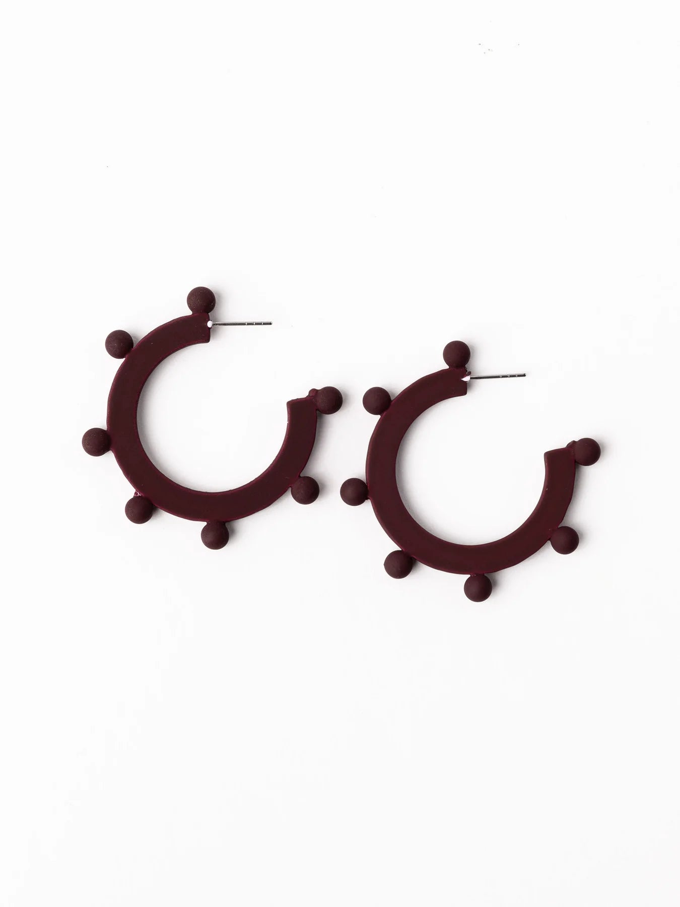 Michelle McDowell Astrid Earrings - Gameday Maroon & White | Medium 1.5"-Earrings-Michelle McDowell-gameday-The Twisted Chandelier