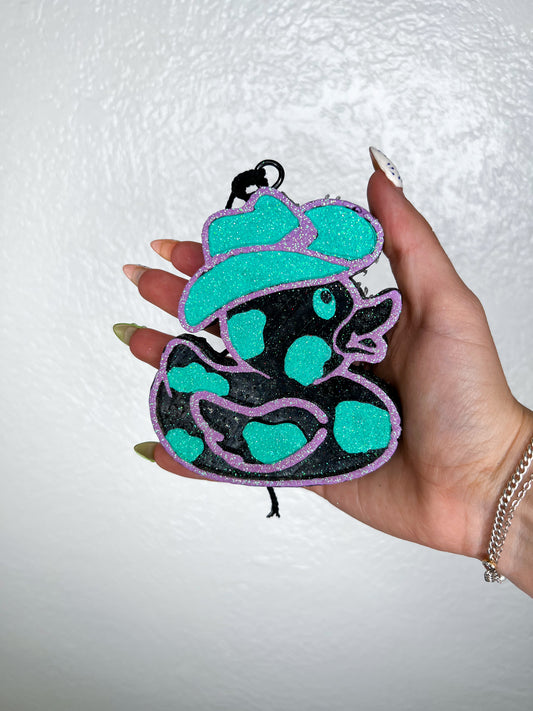 Duck with hat Freshie-Ginger & Lace-Black / Teal / Teal-Fruit Loop-The Twisted Chandelier