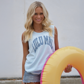 Sailor Stripe Adult Chambray Comfort Colors Tank-Top-Girlie Girl Originals-Tops Collection-The Twisted Chandelier