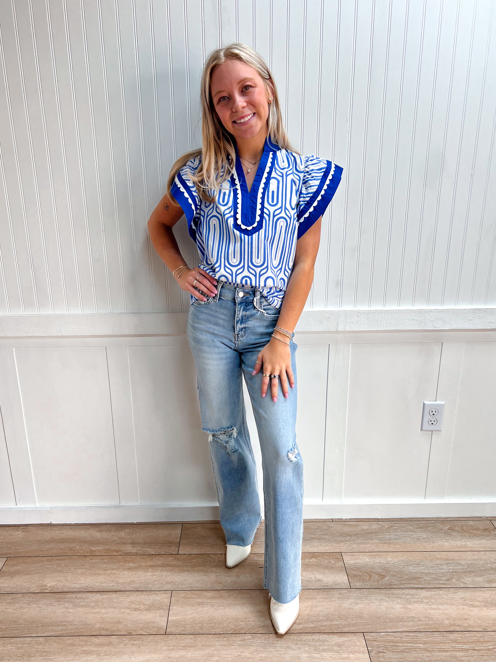 Lila Printed Flutter Sleeve Top-Shirts & Tops-ENTRO-FD 04/06/26,Tops Collection-The Twisted Chandelier