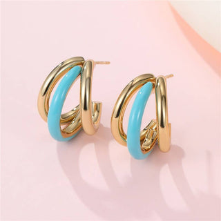 18K Stainless Steel Tarnish Free Enamel Hoop-Earrings-JOSSLYN by wall to wall-40E510-Blue-The Twisted Chandelier
