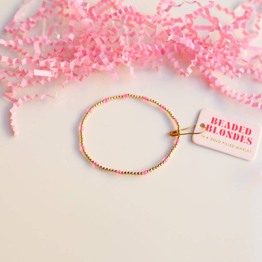 Pink Dainty Poppi Bracelet | Beaded Blondes-Beaded Blondes-The Twisted Chandelier