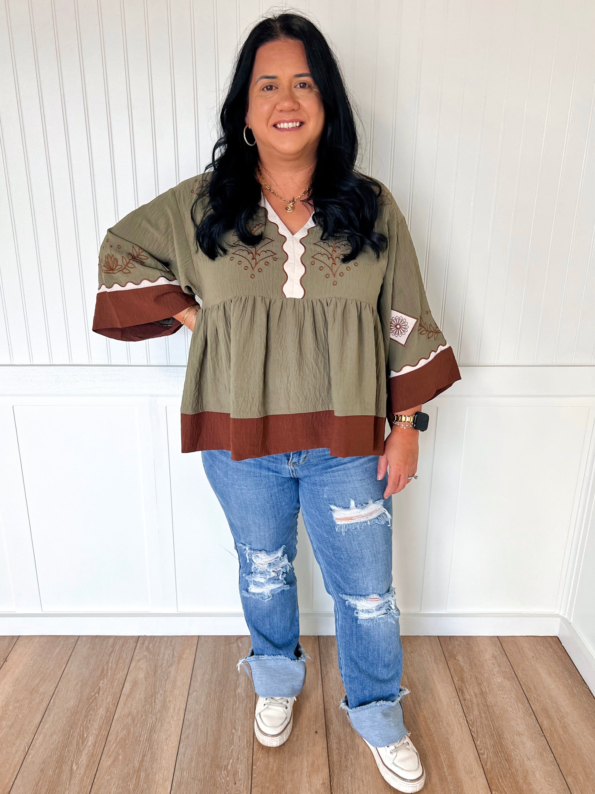 Maren Color Block Airflow Oversized Peasant Blouse-Oddi-Bin B4,FD 10/23/25,Tops Collection-The Twisted Chandelier