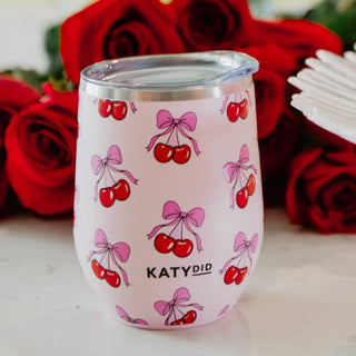 Cherry Bow Wine Tumbler-Tumbler-Katydid-RWB-The Twisted Chandelier