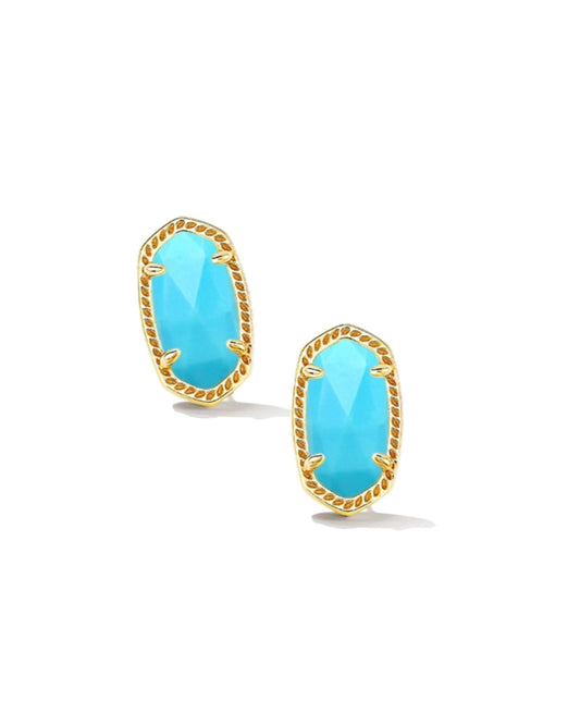 Kendra Scott Ellie Stud Earrings Gold Turquoise Magnesite-Earrings-Kendra Scott-Created - 01/15/24, E6031GLD, FD JAN 24-The Twisted Chandelier