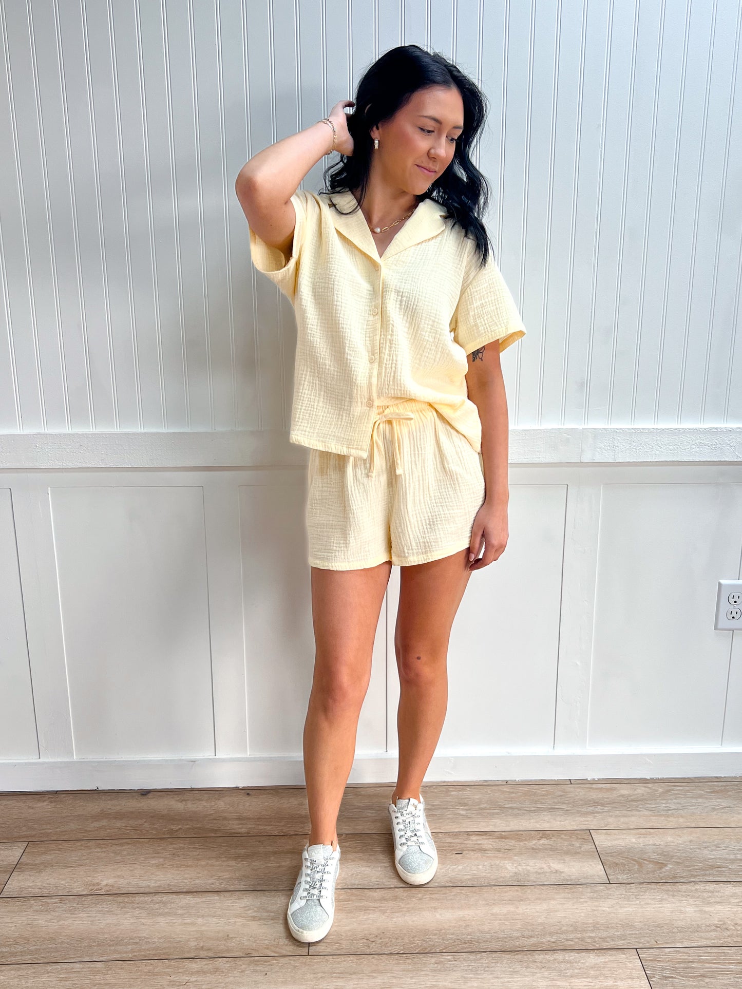 Blakely Short Sleeve Resort Collar Shirt & Waistband Shorts Set