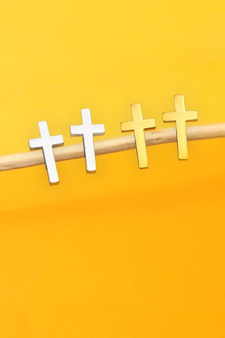 Cross Stainless Steel Screw Back Post Stud Earrings-JOSSLYN by wall to wall-40E481-The Twisted Chandelier