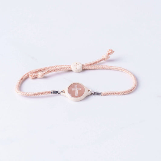 Tap To Pray™ - Survivor Series Handmade Bracelets-Versible-Mocha + Cross-The Twisted Chandelier