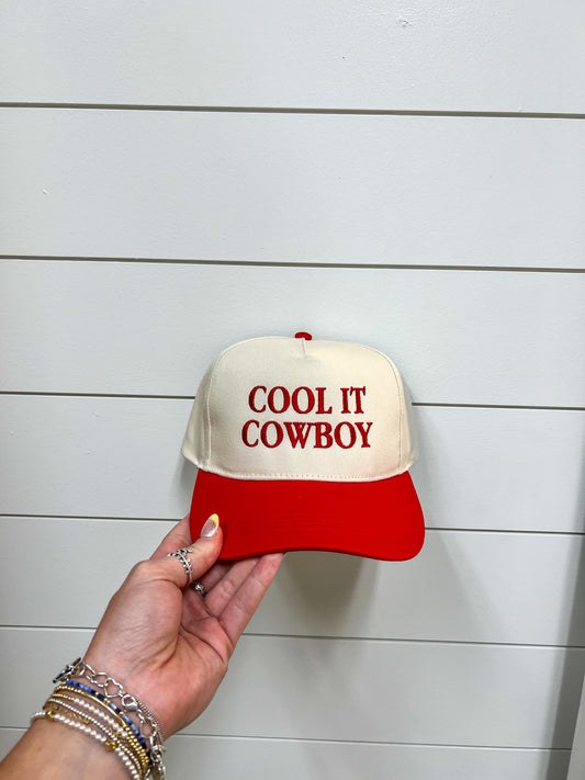 Western Cool It Cowboy Embroidery Two Tone Cap-David And Young-fd 08/08/25-The Twisted Chandelier
