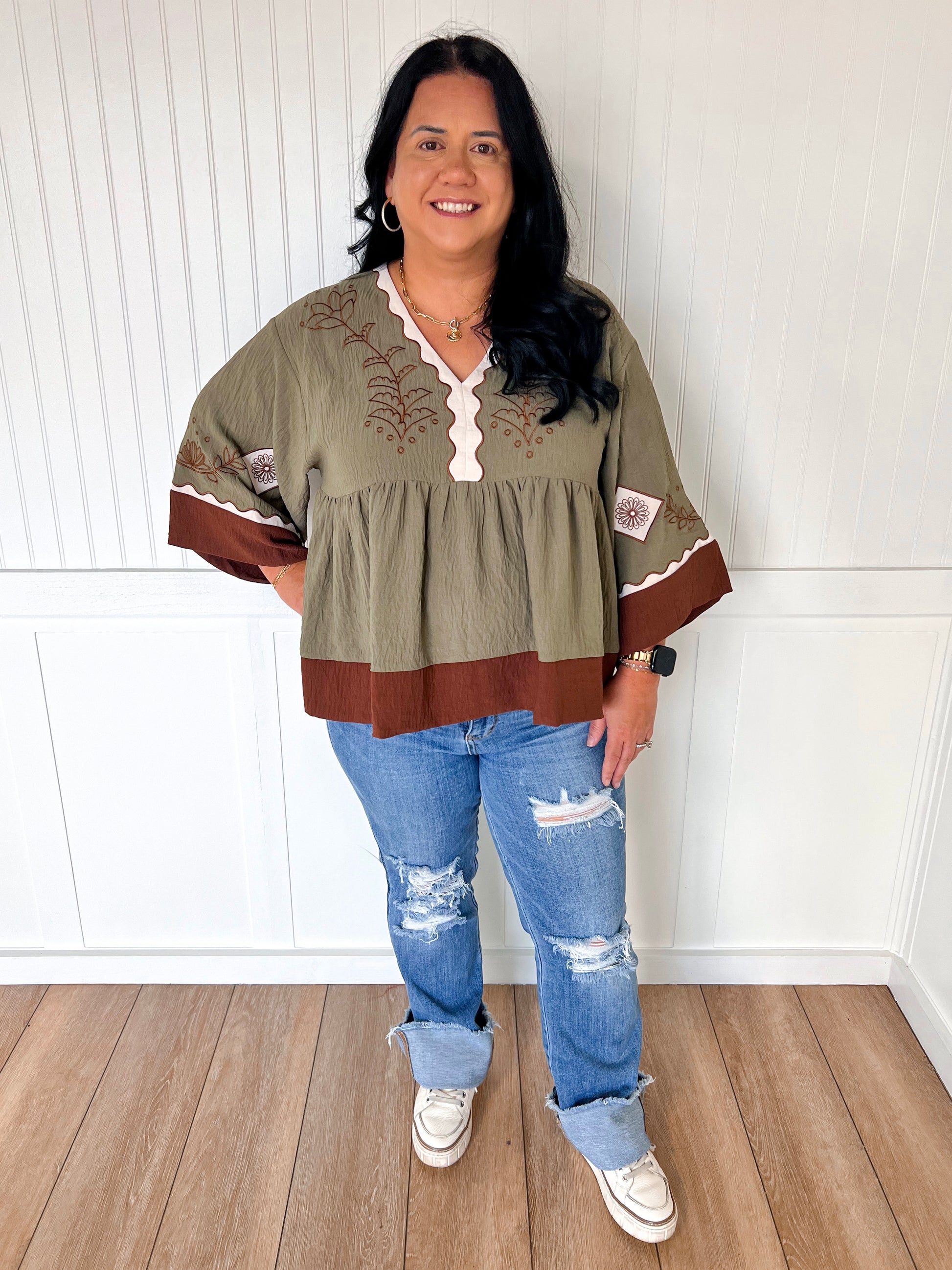 Maren Color Block Airflow Oversized Peasant Blouse-Oddi-Bin B4,FD 10/23/25,Tops Collection-The Twisted Chandelier