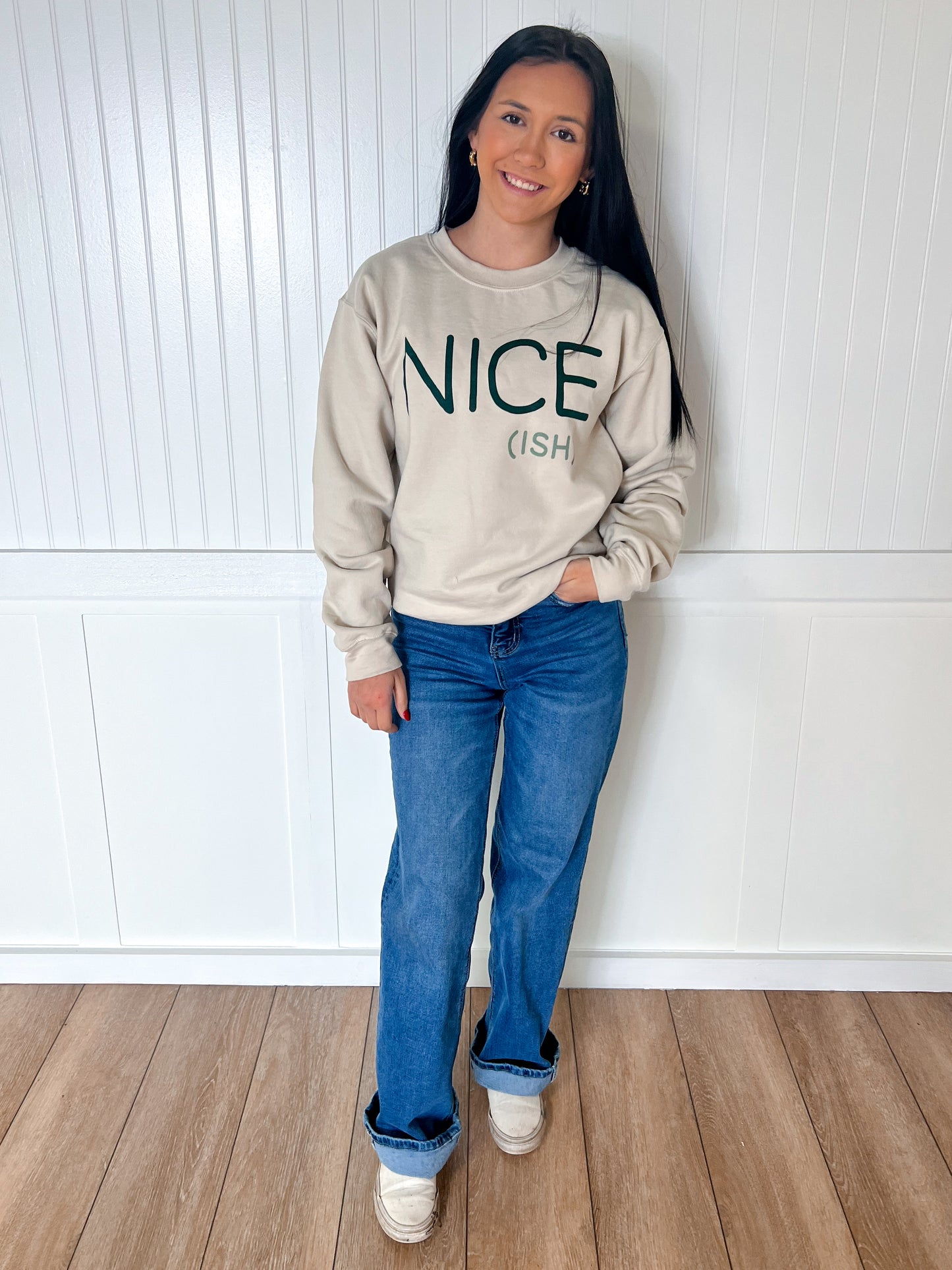 Nice Ish Christmas Crewneck Sweatshirt-Mugsby-BIN A 3,FD 12/3/24,OGP 44.95-The Twisted Chandelier