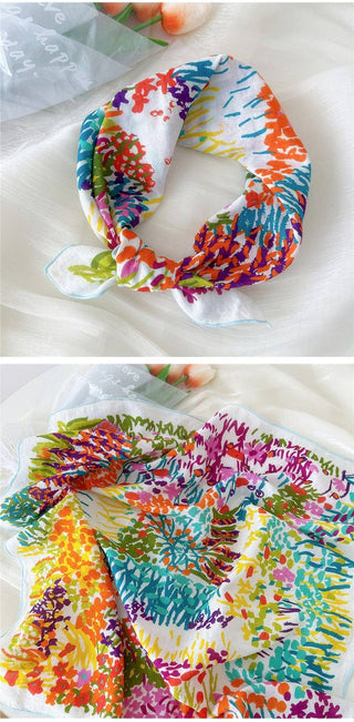 Cotton Floral Print Silky Feeling Bandana Scarf-Scarf-JOSSLYN by wall to wall-40SC648-The Twisted Chandelier